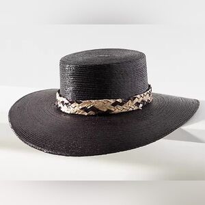 Anthropologie Black Hat with Braided Accent